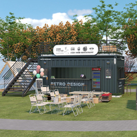 Restaurant modulaire préfabriqué en acier de 40 pieds avec cuisine intégrée pour bar, bistrot, commerce, kiosque mobile