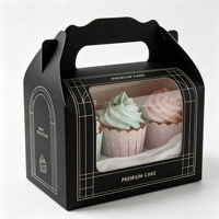Boîte à gâteau en carton écologique et recyclable, portable, avec fenêtre, protection UV, design auto-érectable, poignée, tailles personnalisées disponibles