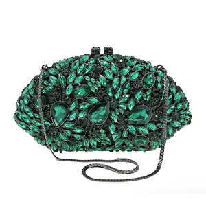 2023 Guangzhou rhinestone crystal handbag and leather ready stock purse clutch bag women for lady