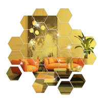 Carrelage auto-adhésif miroir autocollants muraux Non verre miroir plastique 3D hexagone acrylique miroir décor mural