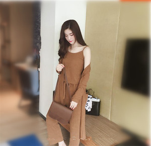 Tuta casuale Delle Donne <span class=keywords><strong>3</strong></span> Pezzi Set Lavorato A <span class=keywords><strong>Maglia</strong></span> Maglioni Pullover Top Profondo Scollo A V A Maniche Lunghe Pantaloni Felpa Set delle Donne R1436 - Product Image 3