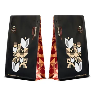 Custom Made 70G 180Microns Kraft Paper/NY/CPP Aluminum Foil Fair Trade Individual Coffee Sachets Flat Bottom Packaging Bags