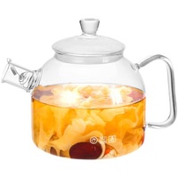 Théière en verre borosilicate de 1800 ml au design classique, résistante à la chaleur, écologique, pour thé en vrac