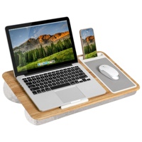 Bureau portable pliable en bambou avec tapis de souris et support pour téléphone, idéal pour le télétravail, couleur et logo personnalisables