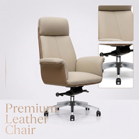 Chaise de bureau de direction ergonomique moderne de luxe en cuir avec base en acier chromé, hauteur réglable, pivotante, multifonction, haute élasticité