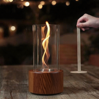Brasero de table rond créatif en acier inoxydable avec couvercle en verre, décoré de pierres, à éthanol, portable
