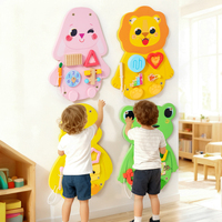 Panneau mural sensoriel Montessori pour enfants, tableau d'activités pour tout-petits, tableau d'activités mural, jouet mural sensoriel en bois de dessin animé
