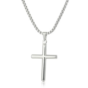 yunnique <b>Cross</b> Necklace Stainless Steel 60cm <b>Chain</b> Simple Geometric Pendant Fashion Jewelry - Product Image 1