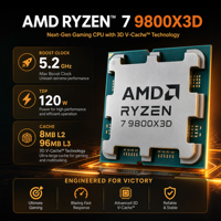 Prosesor Gaming Flagship AM5 AMD Ryzen 7 9800X3D Generasi ke-2 dengan Dukungan 3D V-Cache DDR5 EXPO untuk Desktop Gaming, Tersedia