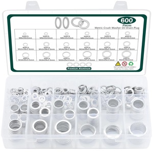 Kit de Tapones de Drenaje de Aceite con Arandela Métrica, 600 Piezas, M6 M8 M10 M12 M14 M16 M18 M20 M22 M24, Junta de Sellado de Aluminio - Product Image 1