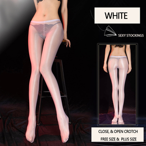 Biancheria intima sexy olio trasparente lucido resistenza agli strappi leggings sottili in seta con apertura sul cavallo collant 7416 - Product Image 2