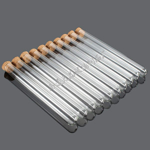 Tubo de Ensayo de Vidrio Tianjing 18x180mm con Fondo Redondo y Tapón de Corcho, Consumible de Laboratorio - Product Image 1
