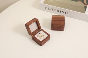 Wholesale Custom Size Small & Large Ring <b>Boxes</b> Dark Brown Display <b>Keepsake</b> Hinged Sliding Lid Walnut Wooden Bamboo Packaging - Product Image 6
