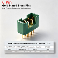 Connecteur MPX plaqué or 6 broches mâle-femelle, multiplexeur 6 broches, pièces de connexion de câble de signal pour modèles RC, avions, drones, bateaux