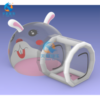 Tente bulle gonflable transparente en PVC pour enfants, thème lapin, palais de cristal avec piscine à balles et toboggan 3m*3m*3m