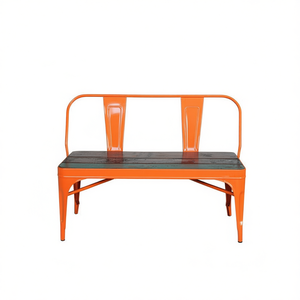 Industrial Loft Reclaimed Wood <b>Seat</b> Patio <b>Bench</b>, Industrial Reclaimed Wooden <b>Seat</b> Metal Cafe <b>Bench</b> - Product Image 1
