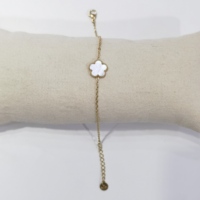 Bracelet à breloques en acier inoxydable fleur coquille d'or pour femme Bracelet en coquille blanche ormeau naturel cadeau de bijoux de mode