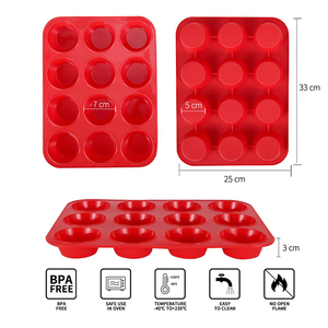Molde de Silicona Antiadherente para Muffins o Cupcakes, con Capacidad para 12 Unidades, Gran Tamaño, Tarifa Reducida - Product Image 2