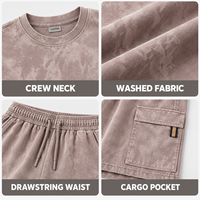 Ensemble deux pièces IKDEER pour homme : T-shirt oversize délavé et short cargo à poches, idéal pour l'été, tenue décontractée de tous les jours