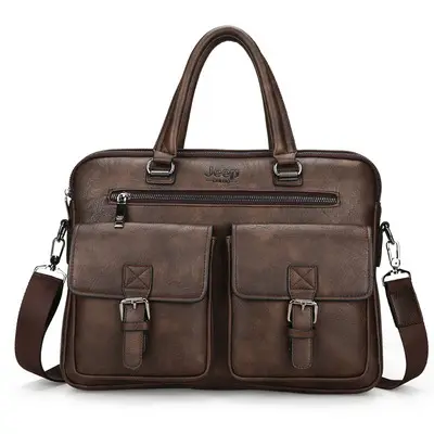 New Retro Men's Sling Business Briefcase Large Capacity Waterproof leather Men's Handbag
