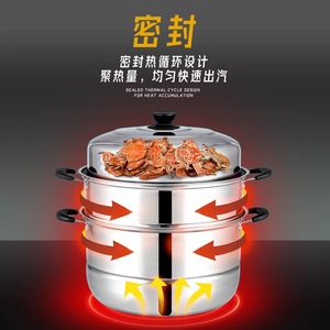 Vaporera de acero inoxidable de varias capas, 3 niveles, con olla para cocinas de inducción y de gas - Product Image 5