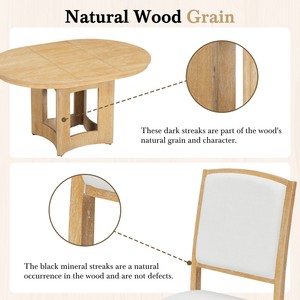 Modern Extendable Wood Dining <b>Table</b> Set 5-Piece with 4 Upholstered Chairs 16-Inch Removable Leaf <b>Small</b> Spaces - Product Image 4