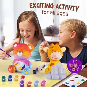 HARDWORK Set de Luz Nocturna DIY para Pintar y Dibujar para Niños, Juguete Educativo con Diseño de <span class=keywords><strong>Vaca</strong></span> Pequeña para Rellenar con Colores - Product Image 3