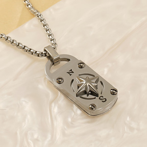 ZOGXIN Titanium Steel Pendant Necklace Anchor Eight Pointed Star Men's Fashion Stainless Steel Chain Necklace Gift Jewelry - Product Image 2