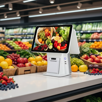 Caisse enregistreuse POS à double écran, processeur Intel, système d'exploitation Windows, garantie 1 an, tout-en-un pour restaurants et supermarchés