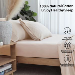 Tamaño Queen 100% algodón egipcio 600 hilos Sábana de colchón Premium <span class=keywords><strong>Beige</strong></span> 16 \ "Bolsillo profundo 1 Sábana inferior Sábanas planas ajustables - Product Image 3