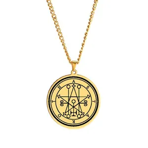 Gold King Asmoday Sigil Demon Origins Seal Lesser Key of salomone Jewelry Goetia 25-36 Talisman collana con ciondolo in acciaio inossidabile