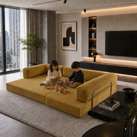 Ensemble de canapé modulaire sectionnel en tissu velours côtelé, rembourré en mousse, sans structure, pour salon, canapé compressé