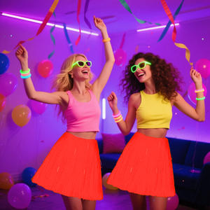 ชุดเดรสผ้าไหมหลากสีสำหรับงานปาร์ตี้ฮาวาย, ชุดเดรสกระโปรงฮาวายยืดหยุ่นขนาด40ซม. สำหรับงานปาร์ตี้งานเต้นรำชายหาด - Product Image 5