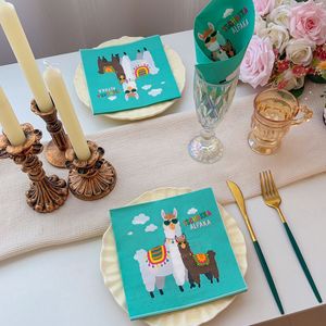 Alpaca Printed Paper Napkins 330mmx2 20 Sheets Per Pack For Themed Party Disposable Serviettes - Product Image 1