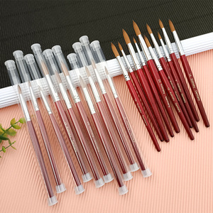 Ensemble de 9 pinceaux à ongles en poils de Kolinsky pour acrylique 2 # -20 #   Outils de manucure professionnels avec manche en bois rouge pour peinture, dessin et extension de gel - Product Image 6