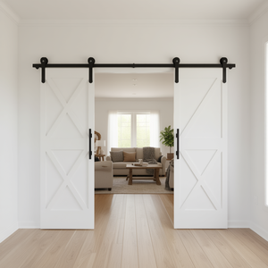 Kit de herrajes para puertas correderas de granero, 40 pulgadas, para dos puertas plegables de 18 pulgadas, estilo rústico para interiores - Product Image 2