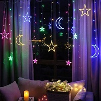 Guirlande Lumineuse Lune Étoile Ramadanesque, 8 Modes pour Fenêtre, Mur, Maison, Noël, Intérieur, Festival du Moyen-Orient