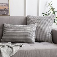Taie d'oreiller carrée en velours côtelé gris clair, 30x50cm, housse de coussin pour la maison, le canapé, la chaise, le canapé, la chambre à coucher