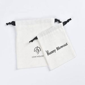Custom Logo Printed Pink Cotton Gift Jewelry Pouch <b>Small</b> Cotton Drawstring Jewelry Packing Bag - Product Image 3