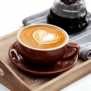 Juego <span class=keywords><strong>de</strong></span> Taza y Platillo <span class=keywords><strong>de</strong></span> Cerámica Estilo Sawada <span class=keywords><strong>de</strong></span> Boca Ancha <span class=keywords><strong>de</strong></span> 320 ml, Taza Colorida para Latte Art y Cappuccino para el Hogar o Cafetería - Product Image 1