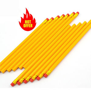 Lápiz HB de grafito estándar de madera de álamo de alta calidad, lápiz amarillo de madera con borrador número <span class=keywords><strong>2</strong></span> lápices mongoles - Product Image 1