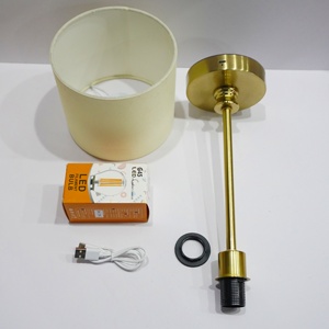 <strong>Adjustable</strong> Height 30-40cm LED Fabric Table <strong>Lamp</strong> with 3000-6000K E27 Bulb Velvet Lampshade for Restaurant Wedding Decorations - Product Image 4