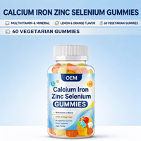 Gummies de calcium, fer, zinc et sélénium en gros pour marque privée OEM, 60 unités, compléments alimentaires