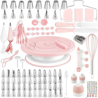 Kit de 137 pièces pour décoration de gâteaux : douilles en acier inoxydable, spatules à crème, plateau tournant, outils de pâtisserie, formes irrégulières, emballage en boîte colorée