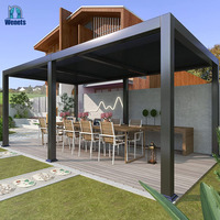 Pergola motorisée automatique en aluminium à lames orientables avec finition thermolaquée et porte coulissante en verre