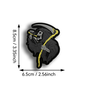 Parche de PVC con diseño de Calavera y Guadaña del Grim Reaper que brilla en la oscuridad, con gancho y bucle para mochila, sombrero, chaleco, bolso, decoración de moda urbana para Halloween - Product Image 6