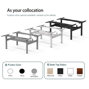 4DF3 Ergonomic Adjustable Height <strong>Desk</strong> 4 <strong>Round</strong> Shape Legs Writing Table Frame Height Adjustable with Cable Tray and Screen Clamp - Product Image 3