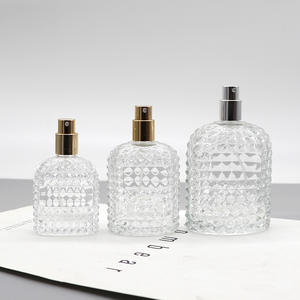 30ml Screw-Top Glass Perfume Bottle with Gold Cap Refillable Empty Cosmetic Bottle with <b>Pineapple</b> Pattern 50ml Capacity - Product Image 1