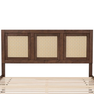Cabecera de Cama de Mimbre Tejido Estilo Mid-Century con Cama Queen Estilo Mid-Century y Base de Cama con Espacio de Almacenamiento para el Hogar - Product Image 6