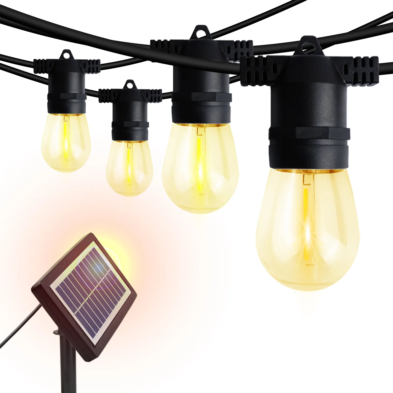 Mới ra mắt 29ft (8.8m) 10 bóng đèn USB có thể sạc lại vườn chuỗi đèn trang trí LED năng lượng mặt trời ngoài trời chuỗi đèn